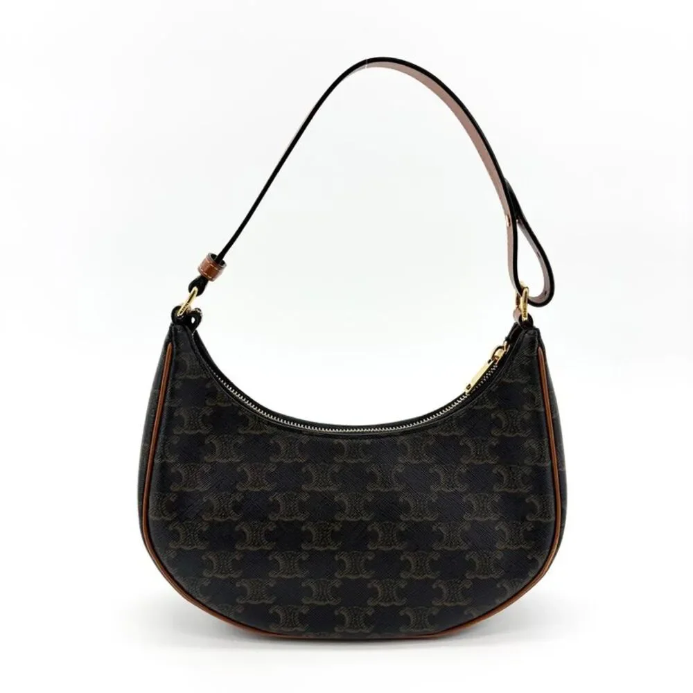 Celine Ava Bag Triomphe Canvas Calfskin Tan